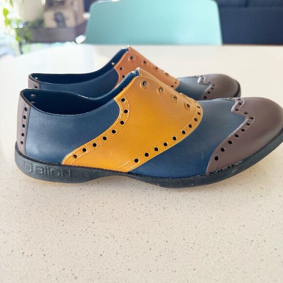 Biion Golf Oxford Spikeless Slip on Shoes Men's 6- Orange, Brown, Blue - Picture 5 of 7